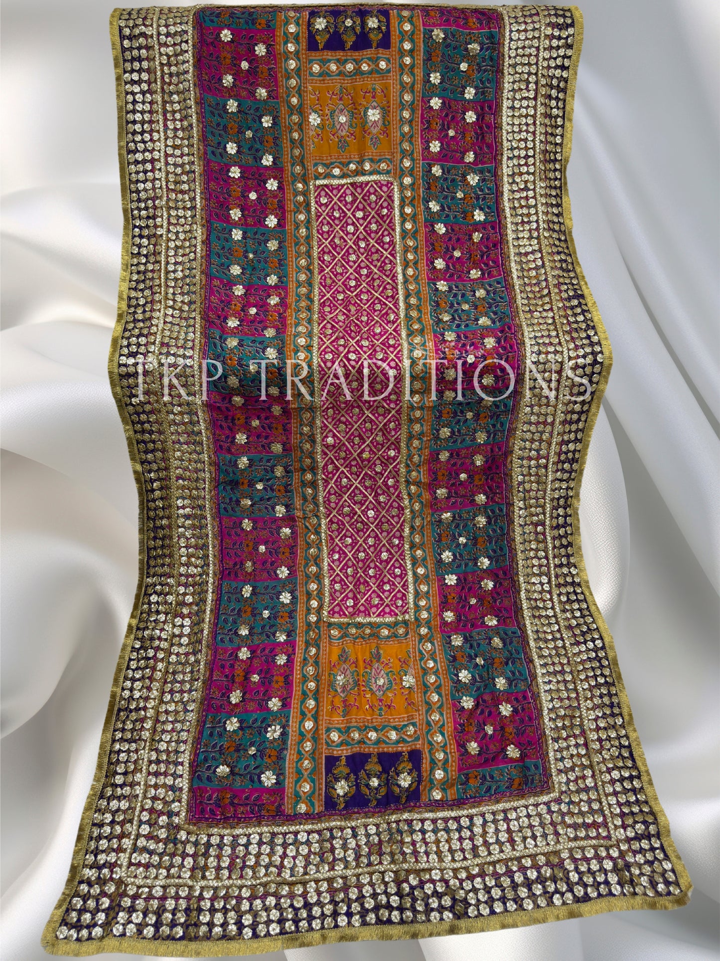 Pure Shamoz Silk Block Print With Gotta & Mukaish Work Dupatta