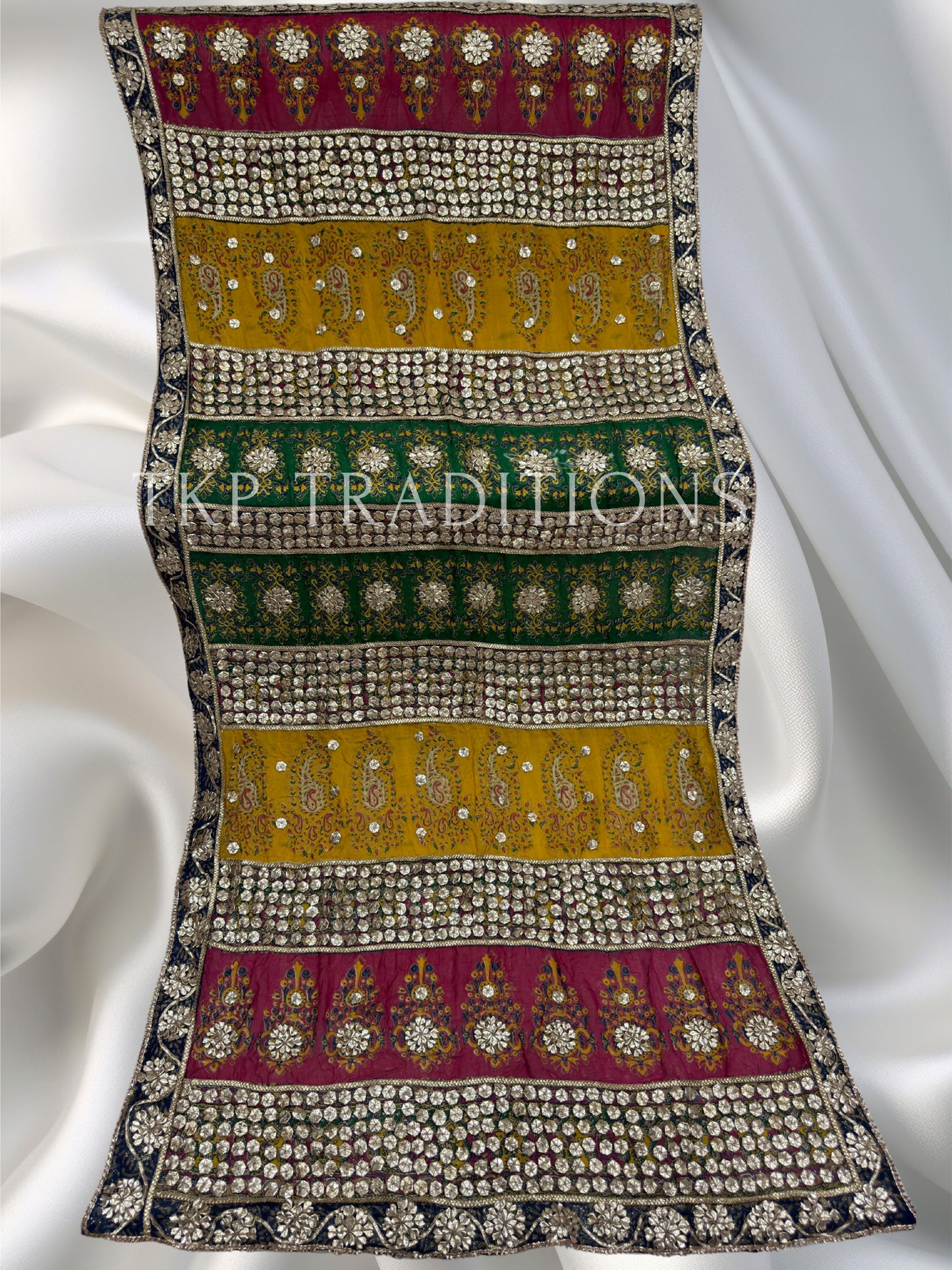 Pure Shamoz Silk Block Print With Gotta & Mukaish Work Dupatta