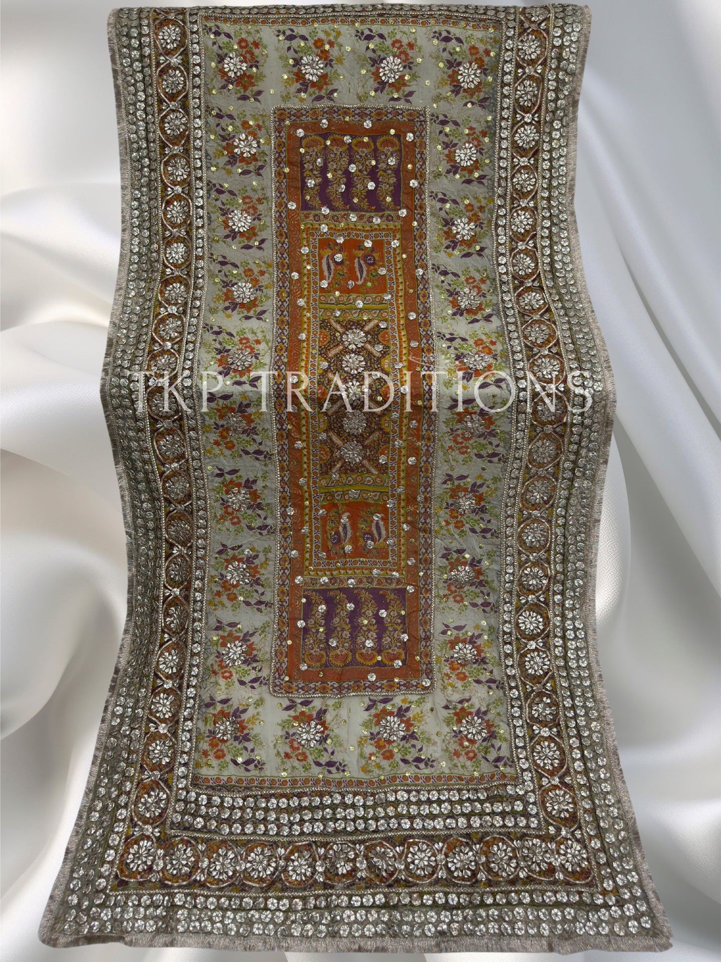 Pure Shamoz Silk Block Print With Gotta & Mukaish Work Dupatta