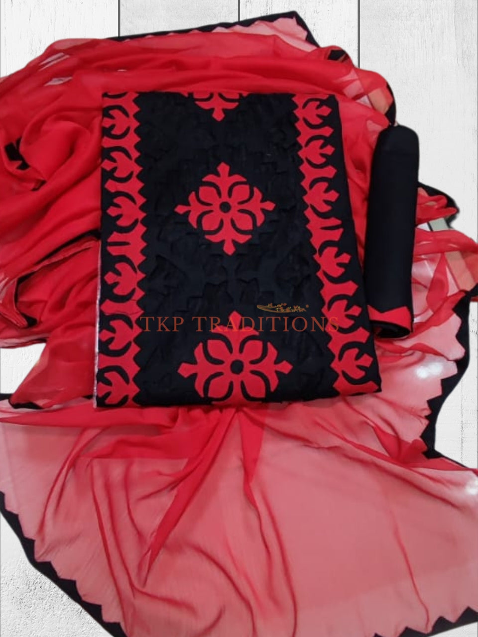 3-Piece Cotton Lawn Handmade Applique Suit