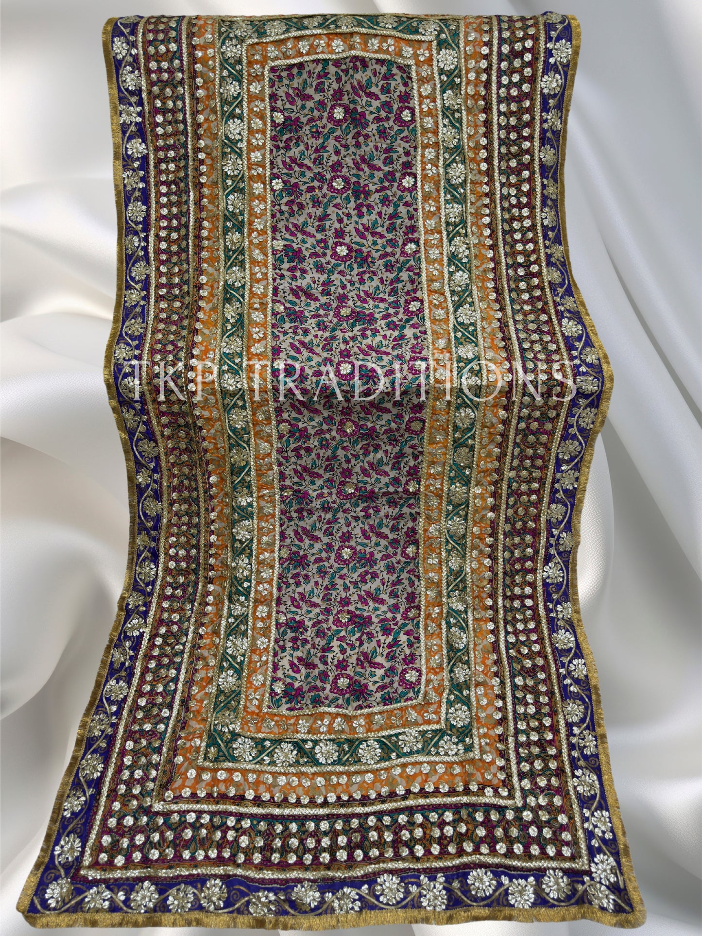 Pure Shamoz Silk Block Print With Gotta & Mukaish Work Dupatta