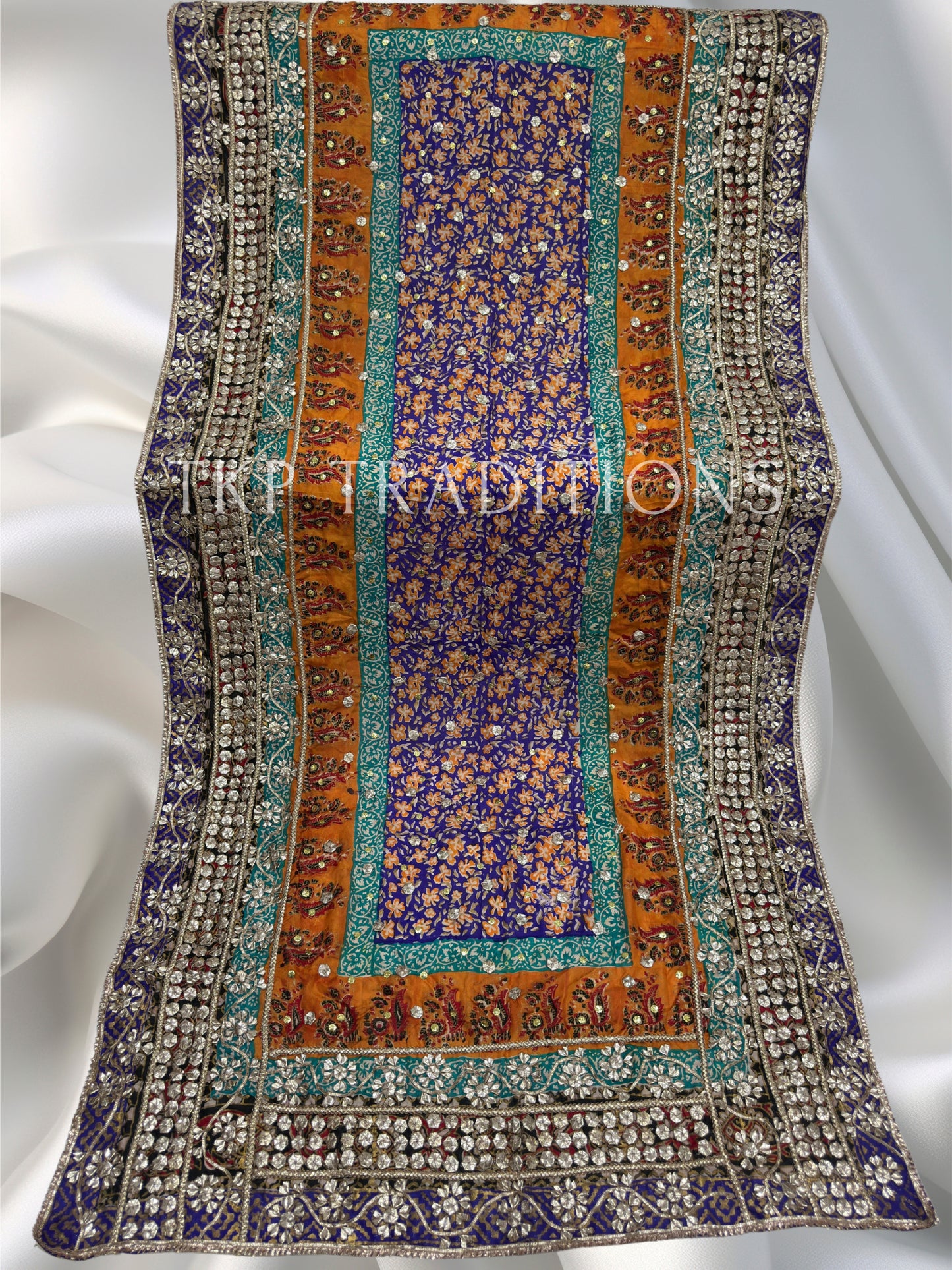 Pure Shamoz Silk Block Print With Gotta & Mukaish Work Dupatta