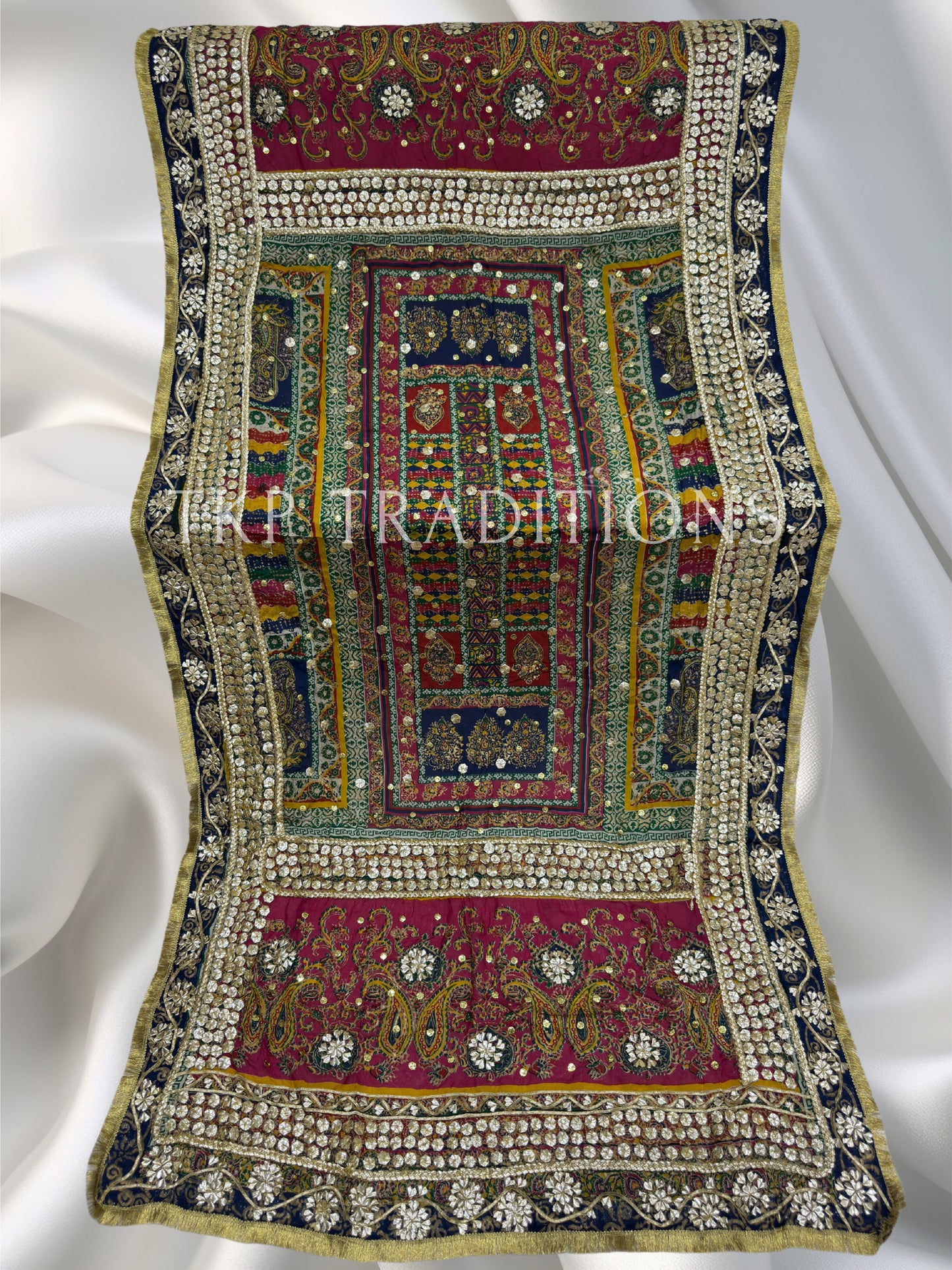 Pure Shamoz Silk Block Print With Gotta & Mukaish Work Dupatta