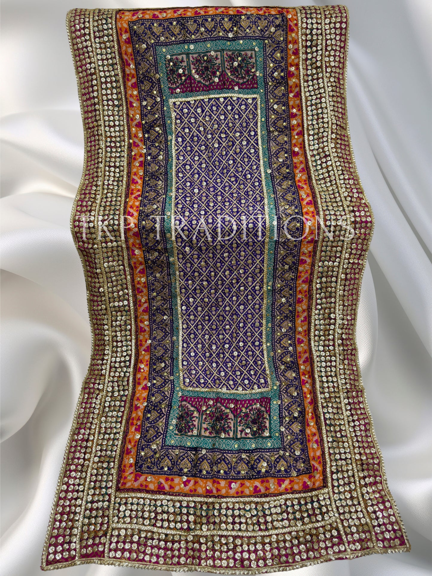 Pure Shamoz Silk Block Print With Gotta & Mukaish Work Dupatta