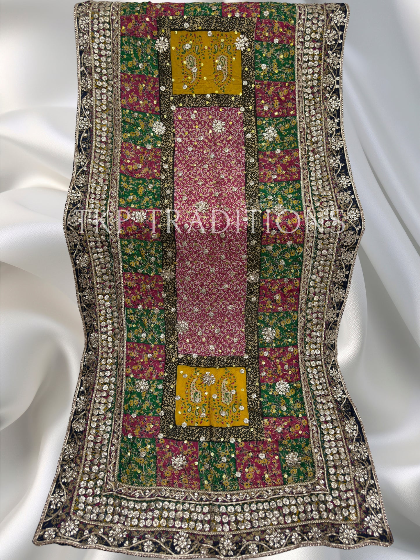 Pure Shamoz Silk Block Print With Gotta & Mukaish Work Dupatta
