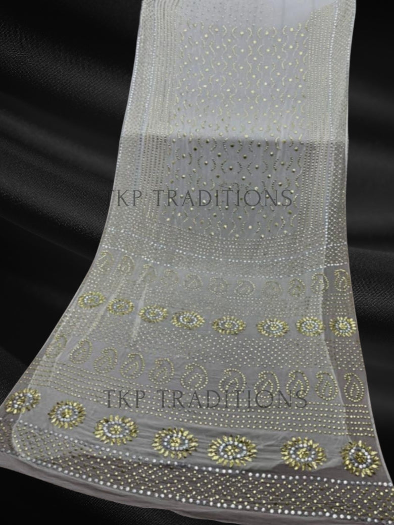Pure China Crinkle Handmade Mukesh Saree D3