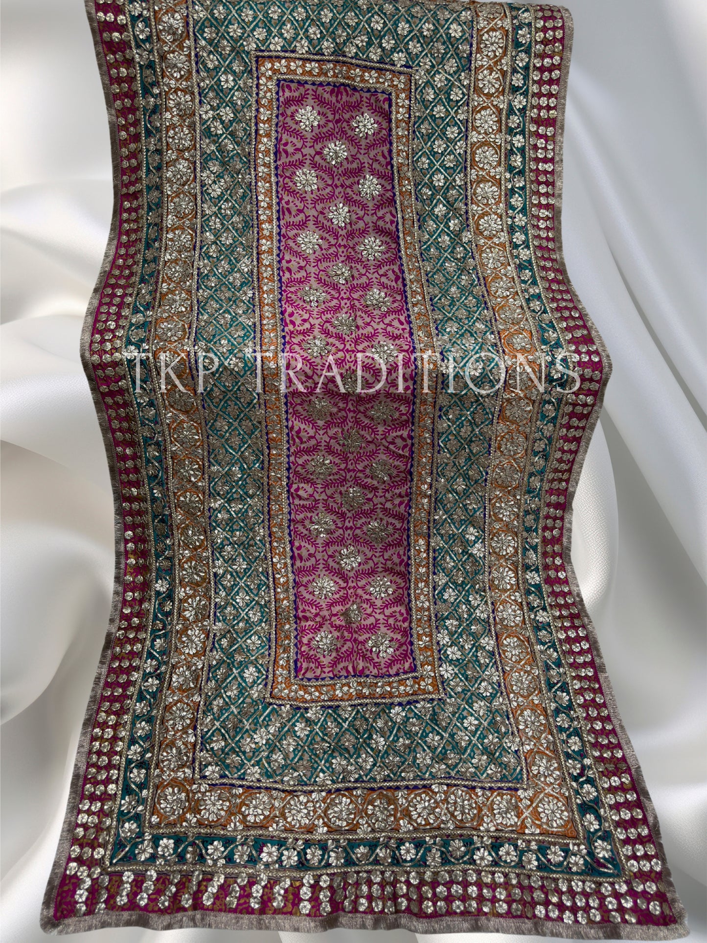 Pure Shamoz Silk Block Print With Gotta & Mukaish Work Dupatta
