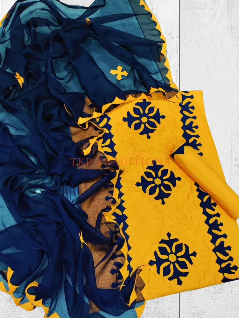 3-Piece Cotton Lawn Handmade Applique Suit