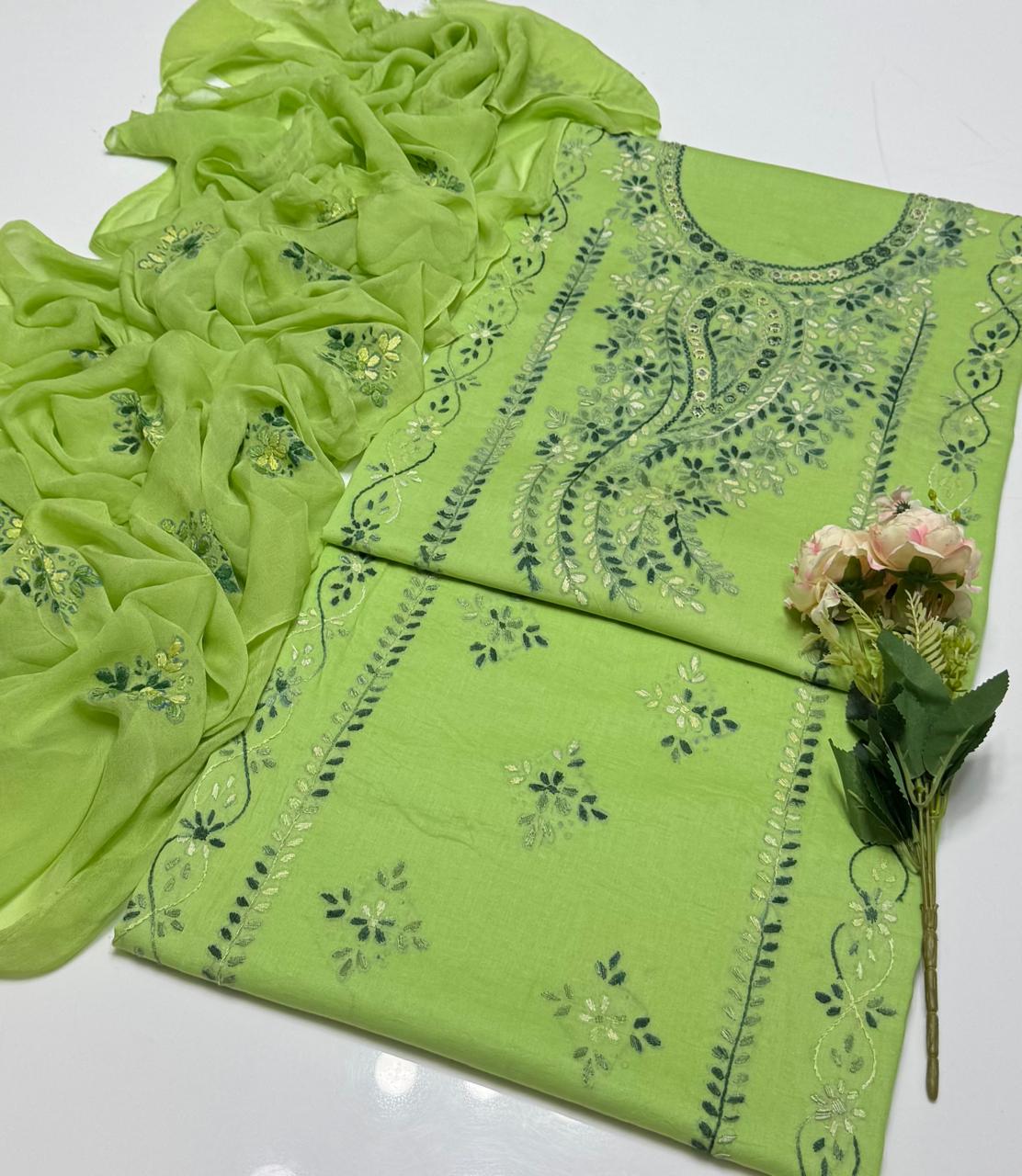 3-Piece Shaded Paka Tanka Handmade Embroidery