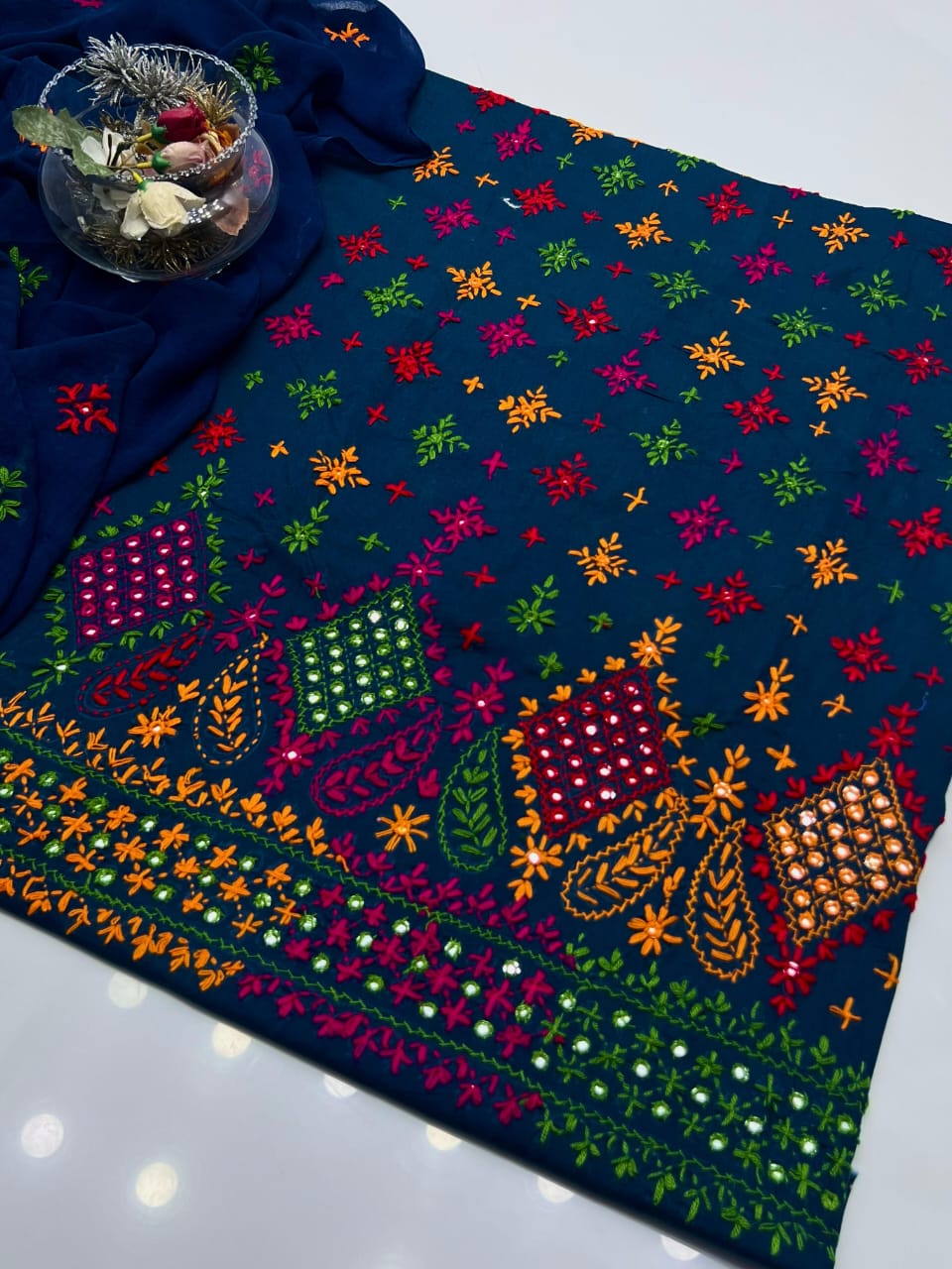 3-Piece Multicolor Handmade Sheesha Work
