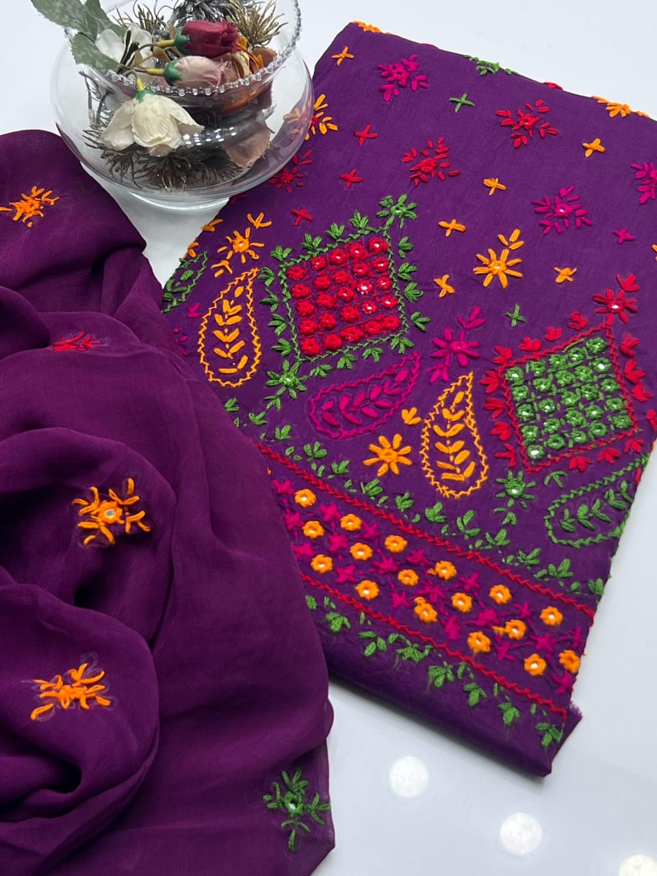 3-Piece Multicolor Handmade Sheesha Work