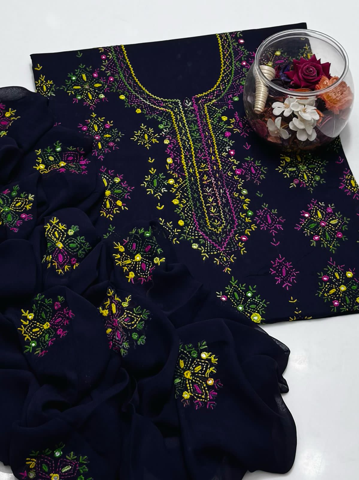 3-Piece Handmade Embroidered Afghani Stitch