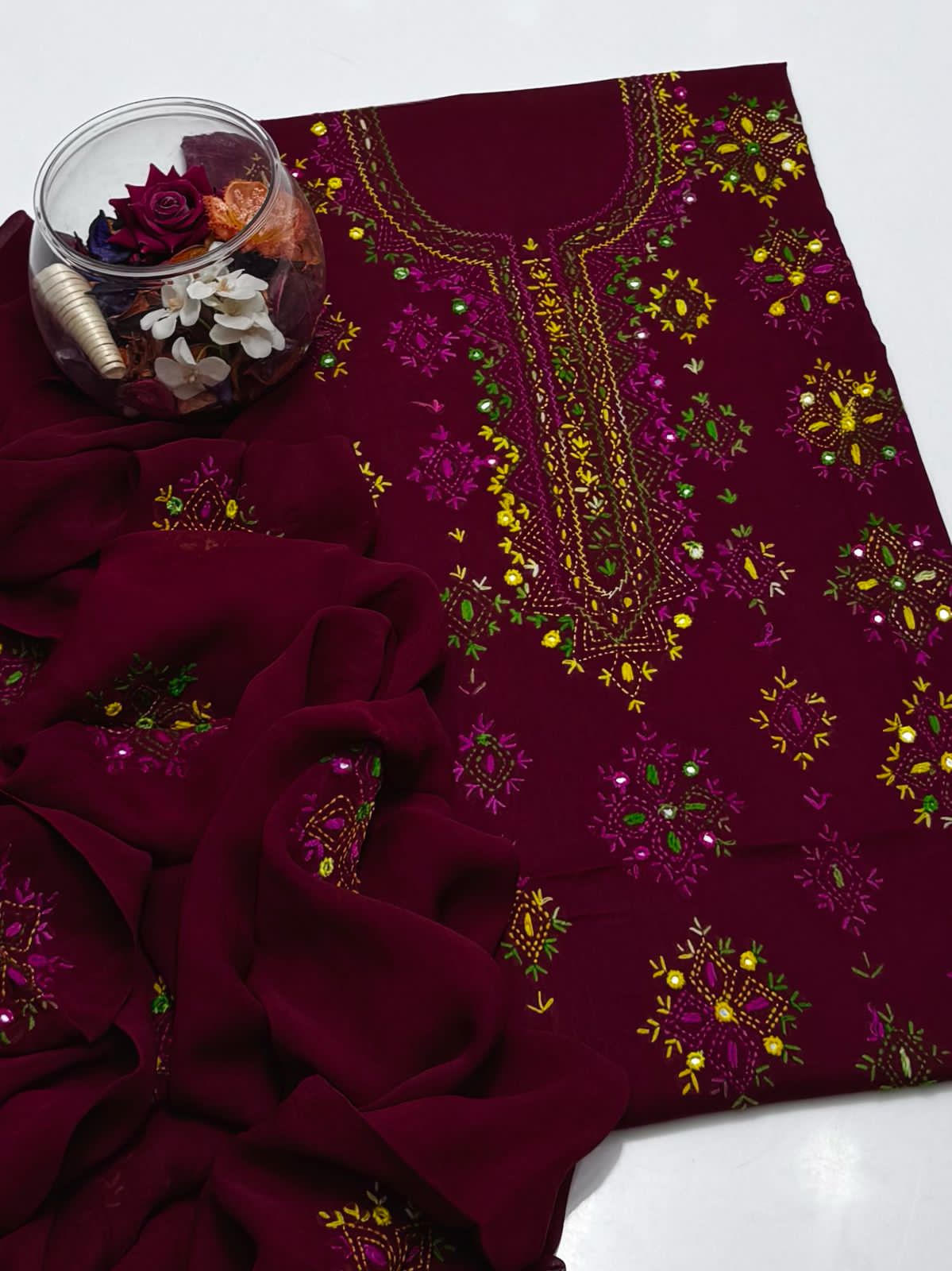 3-Piece Handmade Embroidered Afghani Stitch