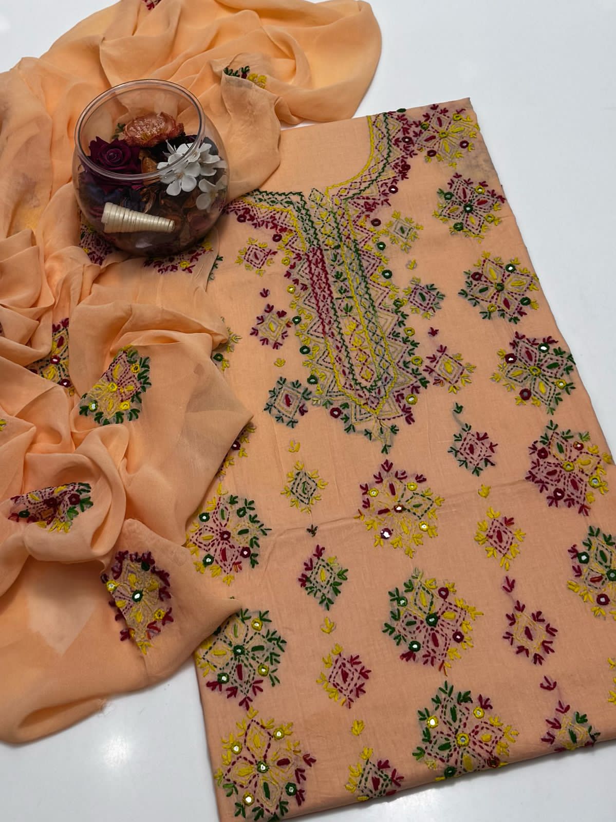 3-Piece Handmade Embroidered Afghani Stitch