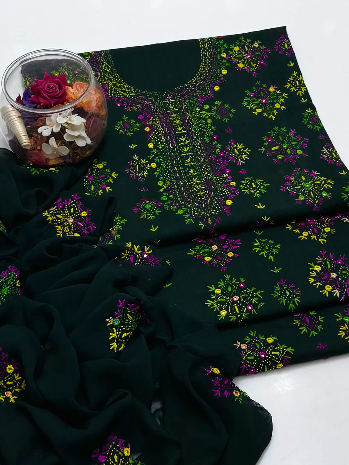 3-Piece Handmade Embroidered Afghani Stitch