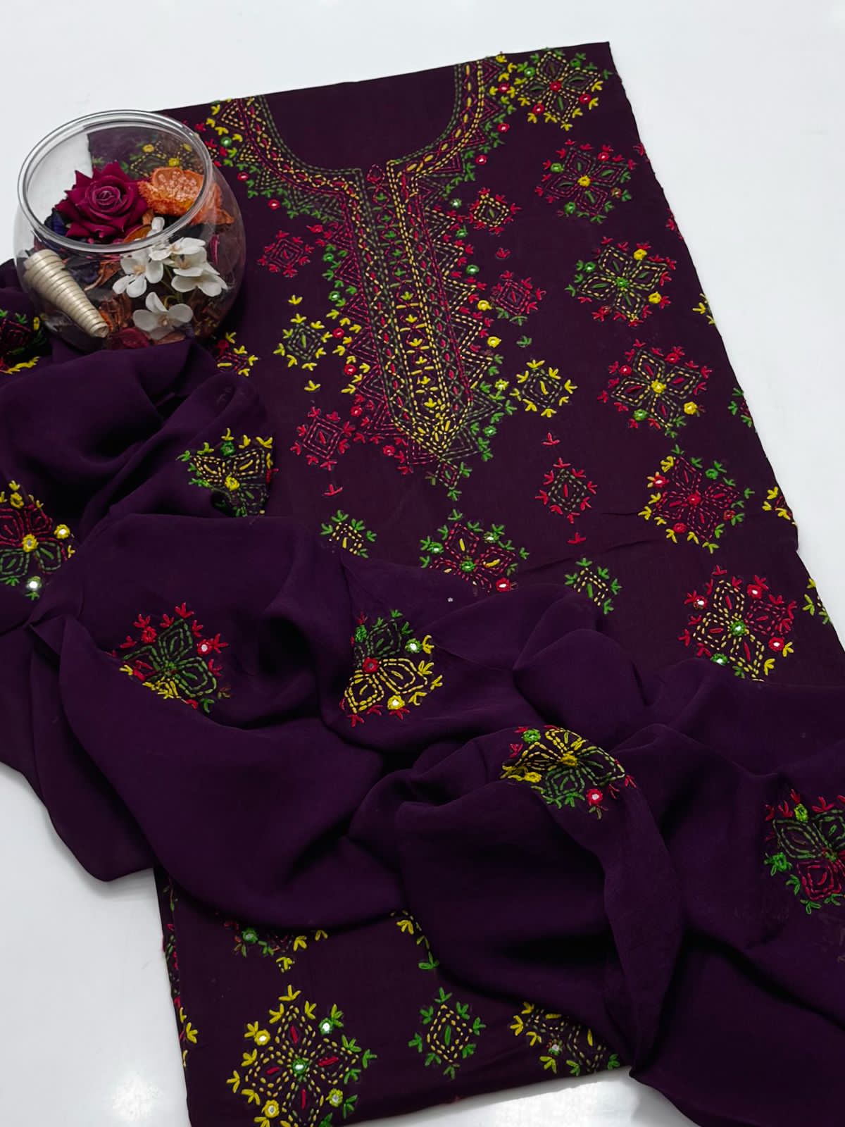 3-Piece Handmade Embroidered Afghani Stitch