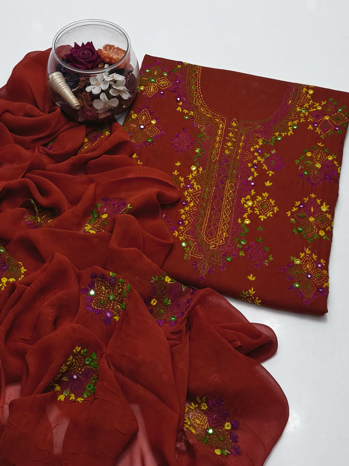 3-Piece Handmade Embroidered Afghani Stitch