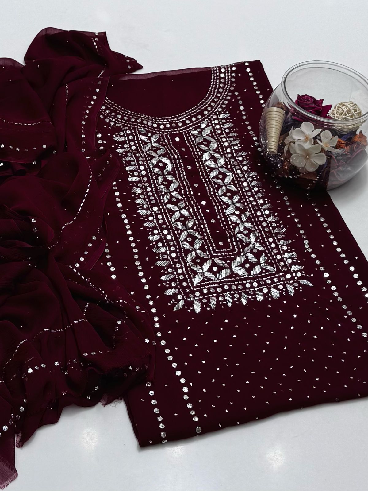 2-Piece Chiffon Mukaish