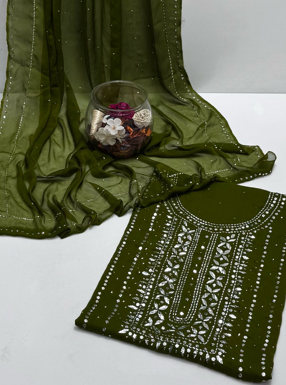 2-Piece Chiffon Mukaish