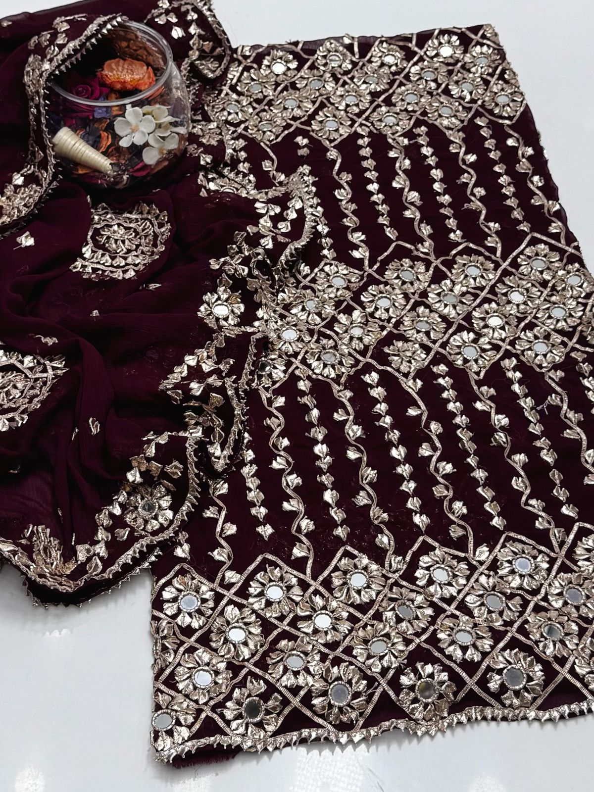 2-Piece Handmade Gota and Sheesha Chiffon