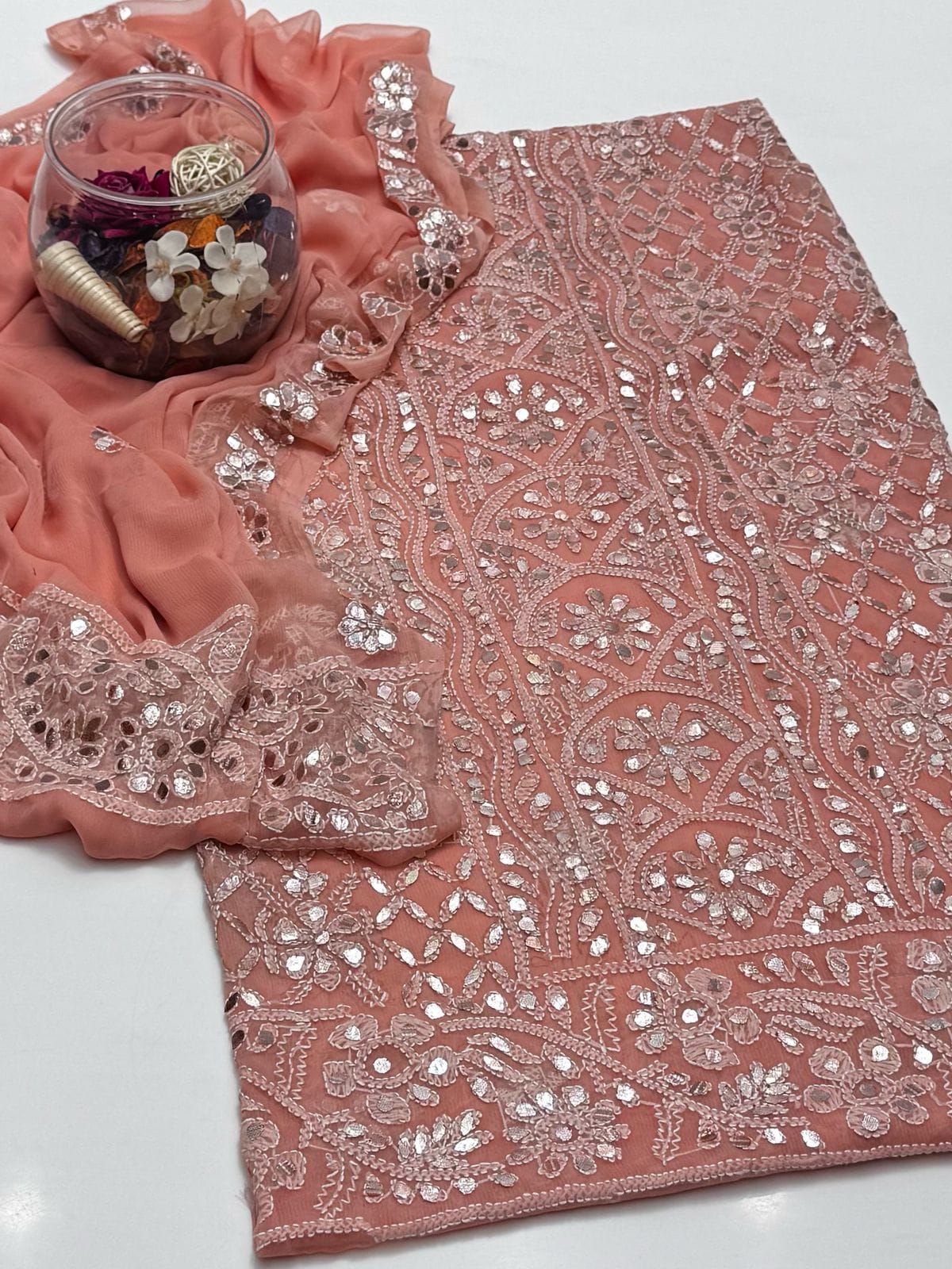 2-Piece Chiffon Press Gota Chickenkari