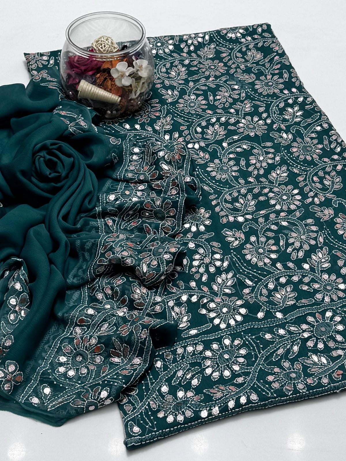 2-Piece Chiffon Press Gota Chickenkari