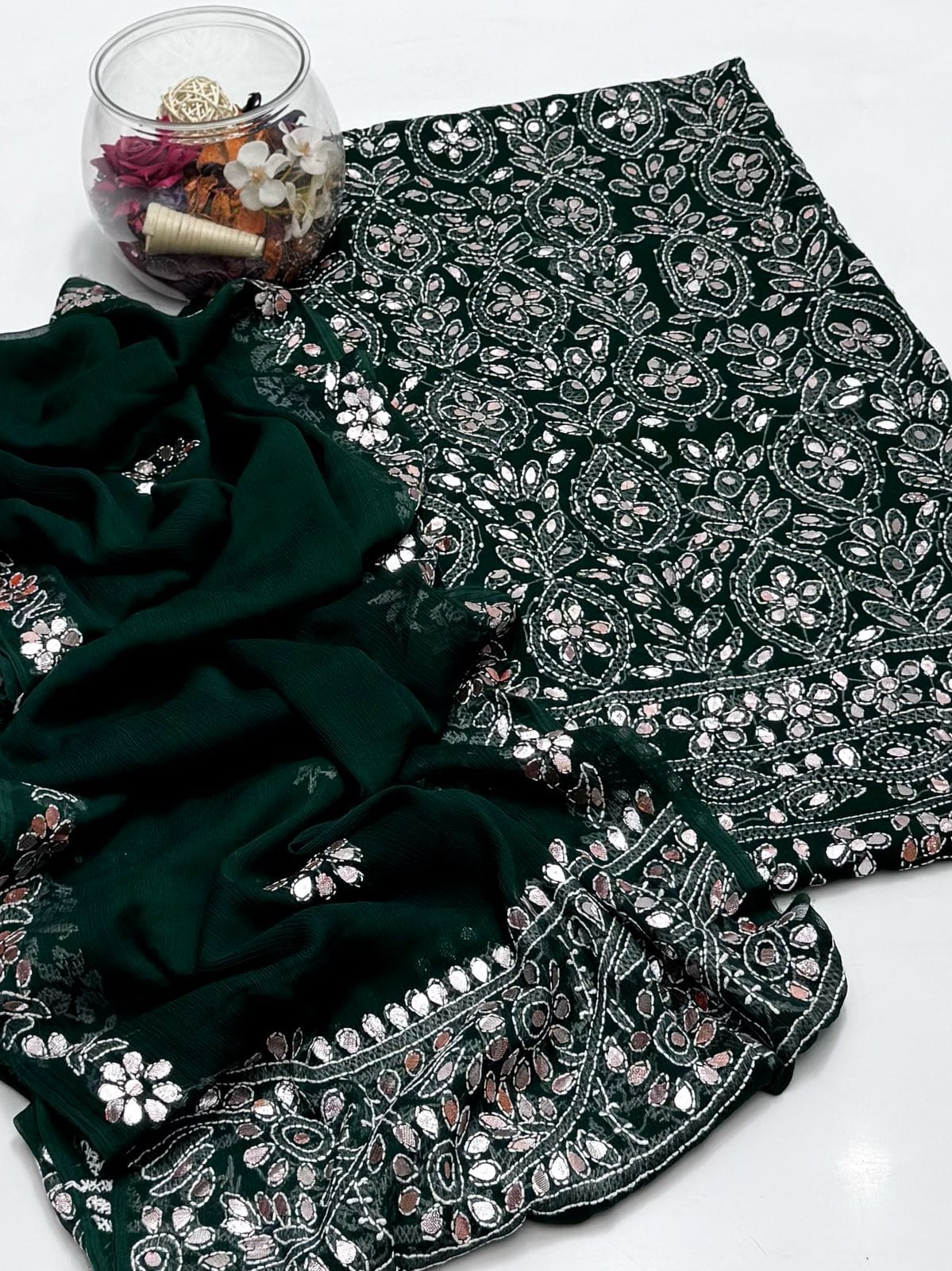 2-Piece Chiffon Press Gota Chickenkari