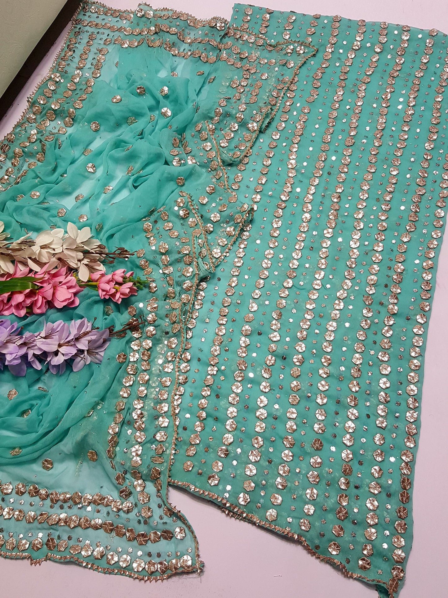 2 piece Soft chiffon gota Mukesh