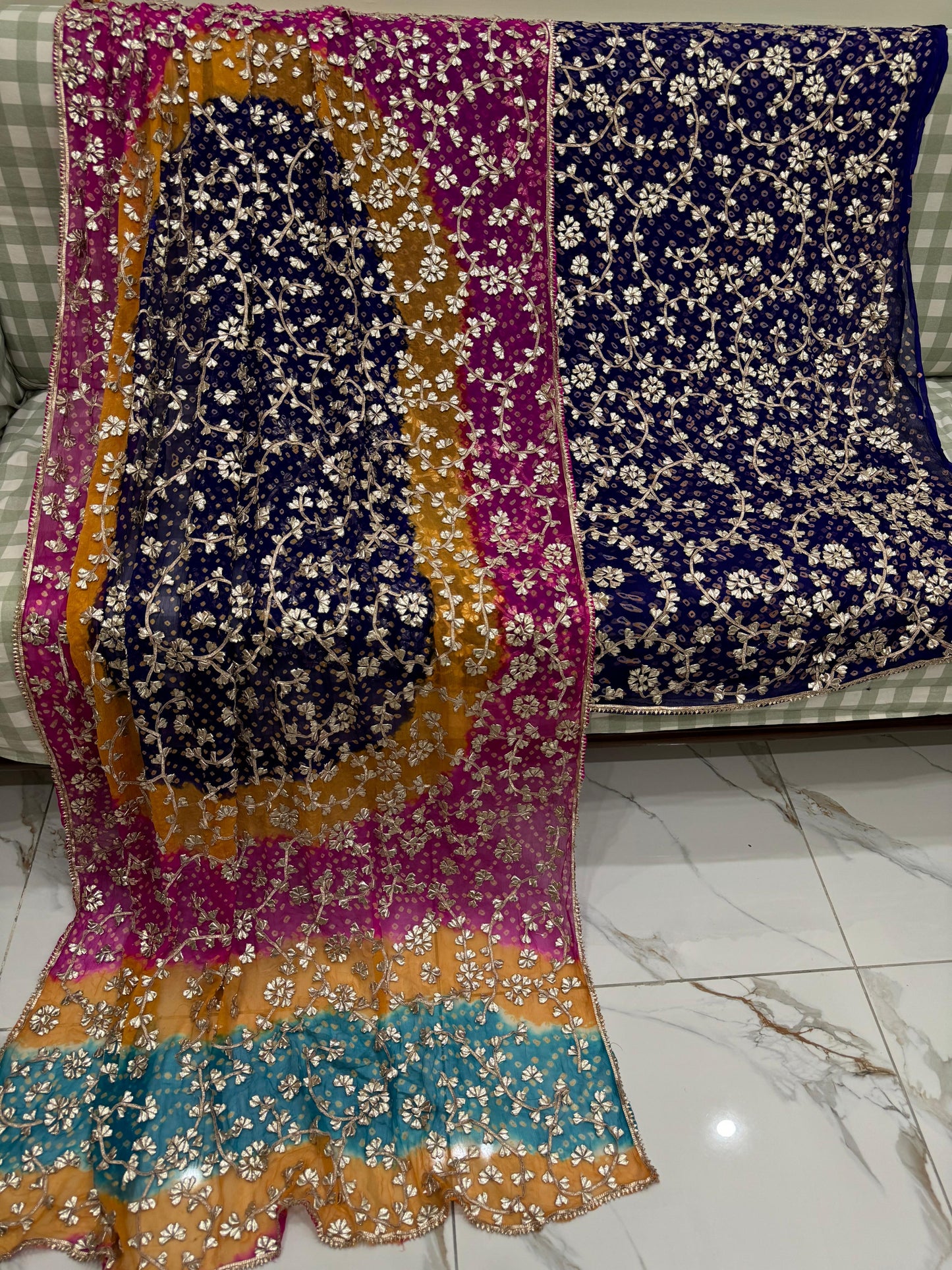 2 piece pure chiffon handmade gota ,chunri suit