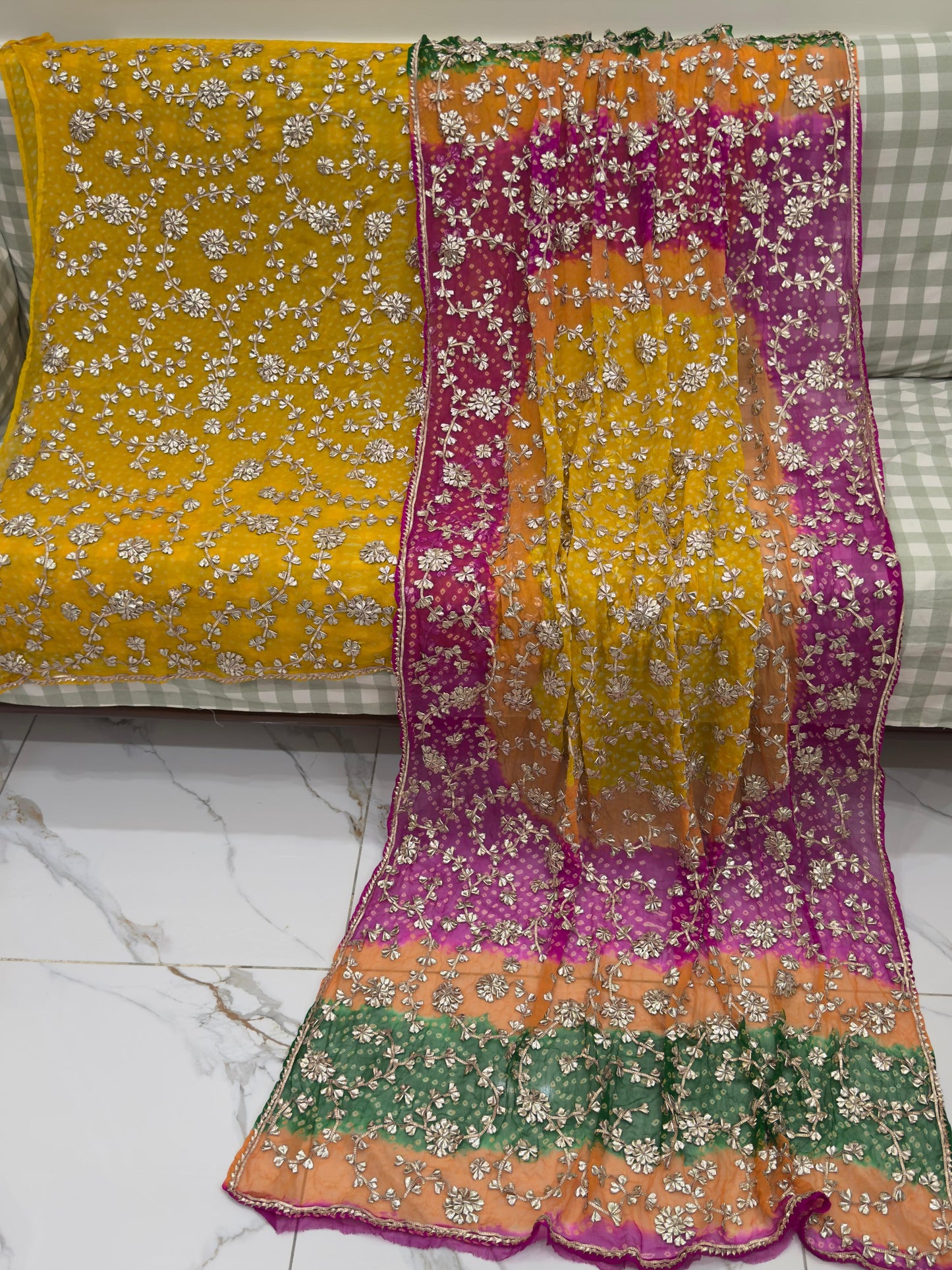2 piece pure chiffon handmade gota ,chunri suit