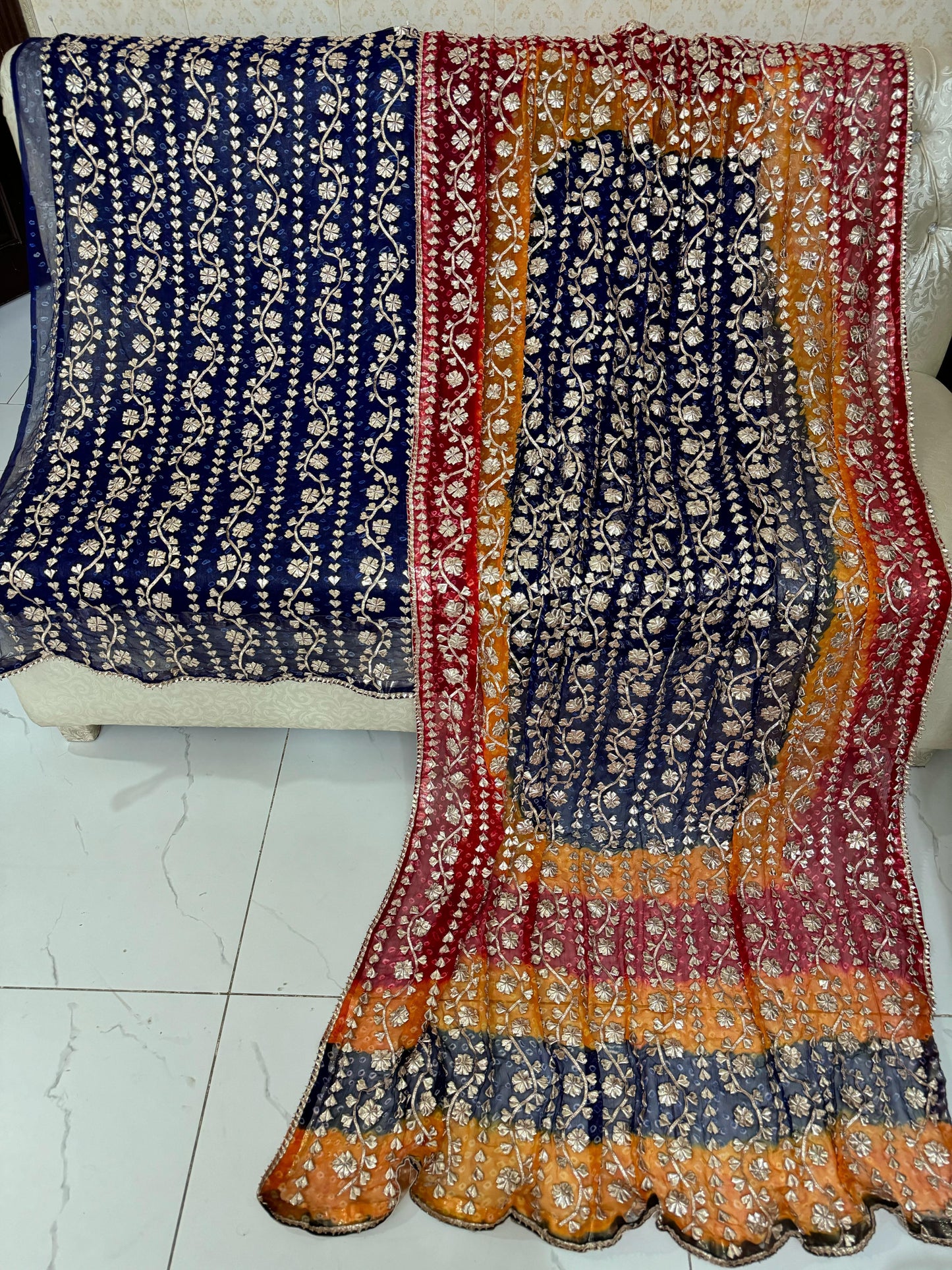 2 piece pure chiffon handmade gota ,chunri suit