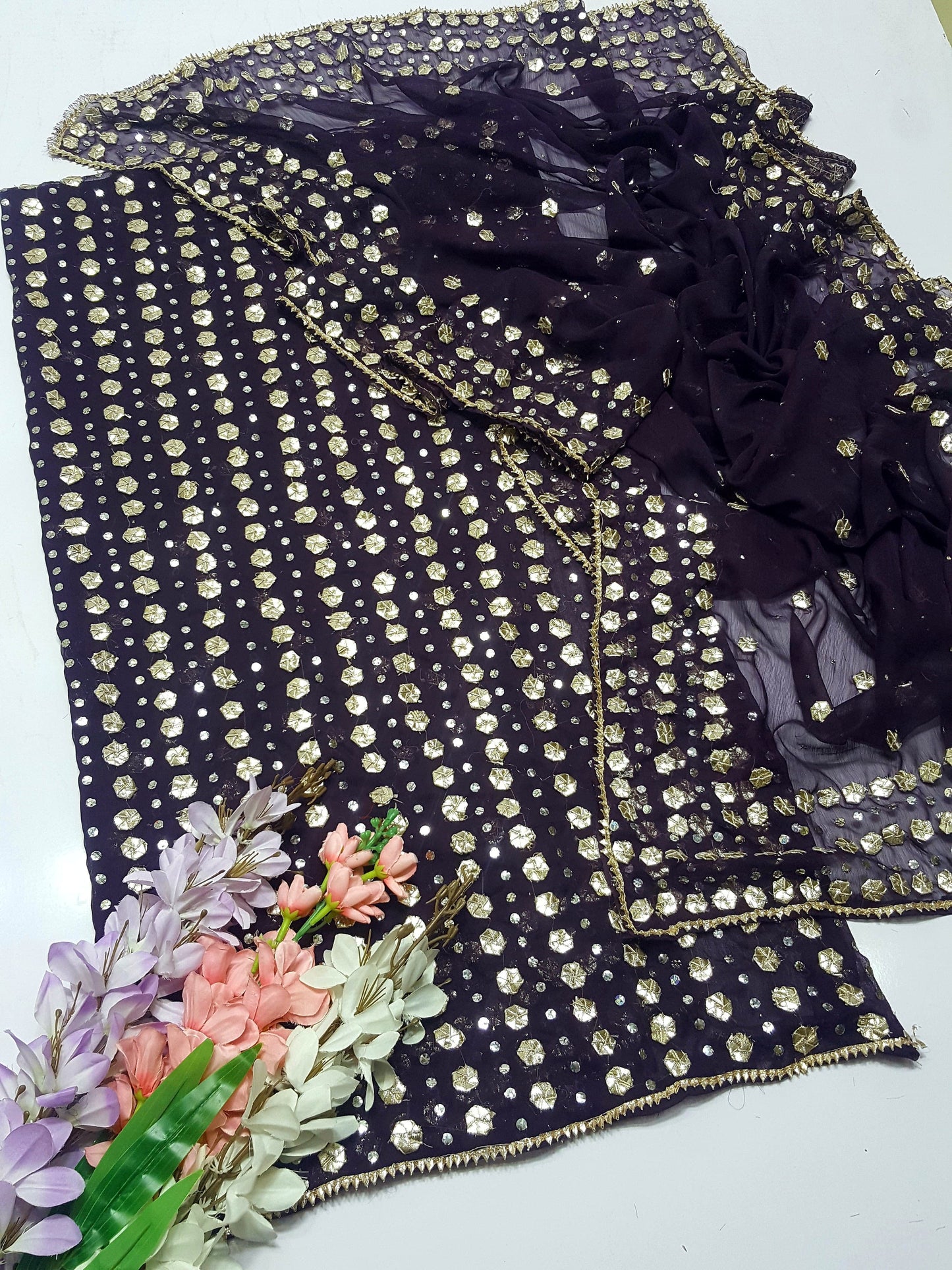 2 piece Soft chiffon gota Mukesh