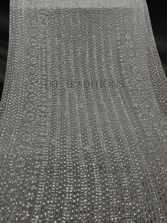 Pure China Crinkle Handmade Mukesh Saree D4