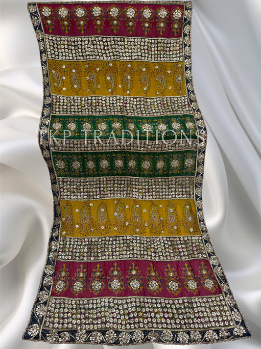Pure Shamoz Silk Block Print With Gotta & Mukaish Work Dupatta