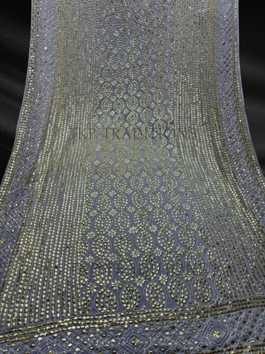 Pure China Crinkle Handmade Mukesh Saree D5