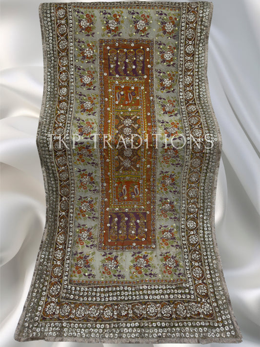 Pure Shamoz Silk Block Print With Gotta & Mukaish Work Dupatta