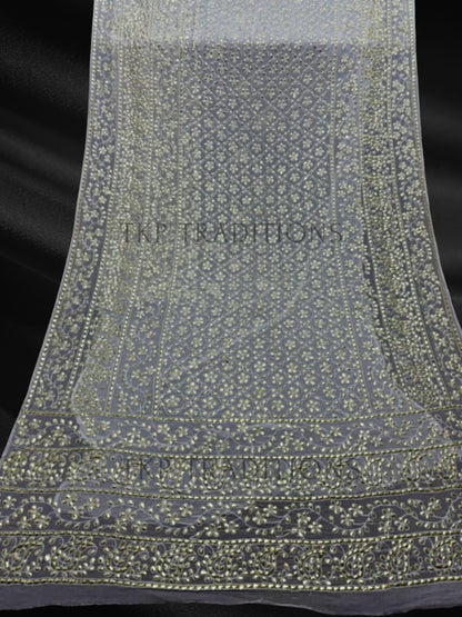 Pure China Crinkle Handmade Mukesh Saree D6