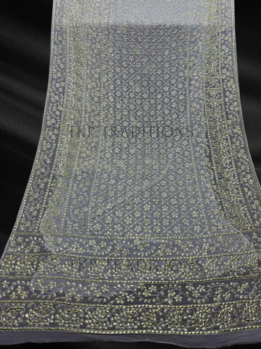 Pure China Crinkle Handmade Mukesh Saree D6