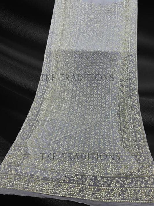 Pure China Crinkle Handmade Mukesh Saree D6