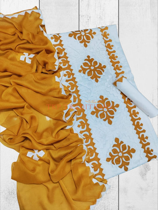 3-Piece Cotton Lawn Handmade Applique Suit