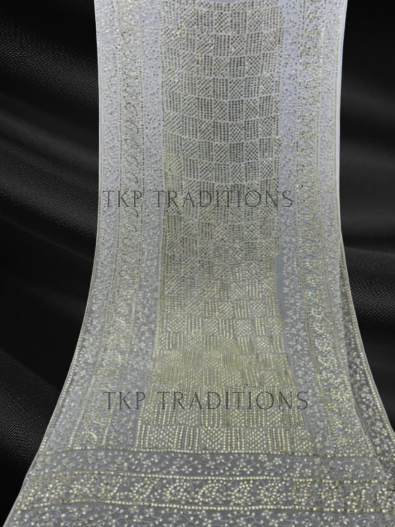 Pure China Crinkle Handmade Mukesh Saree D8