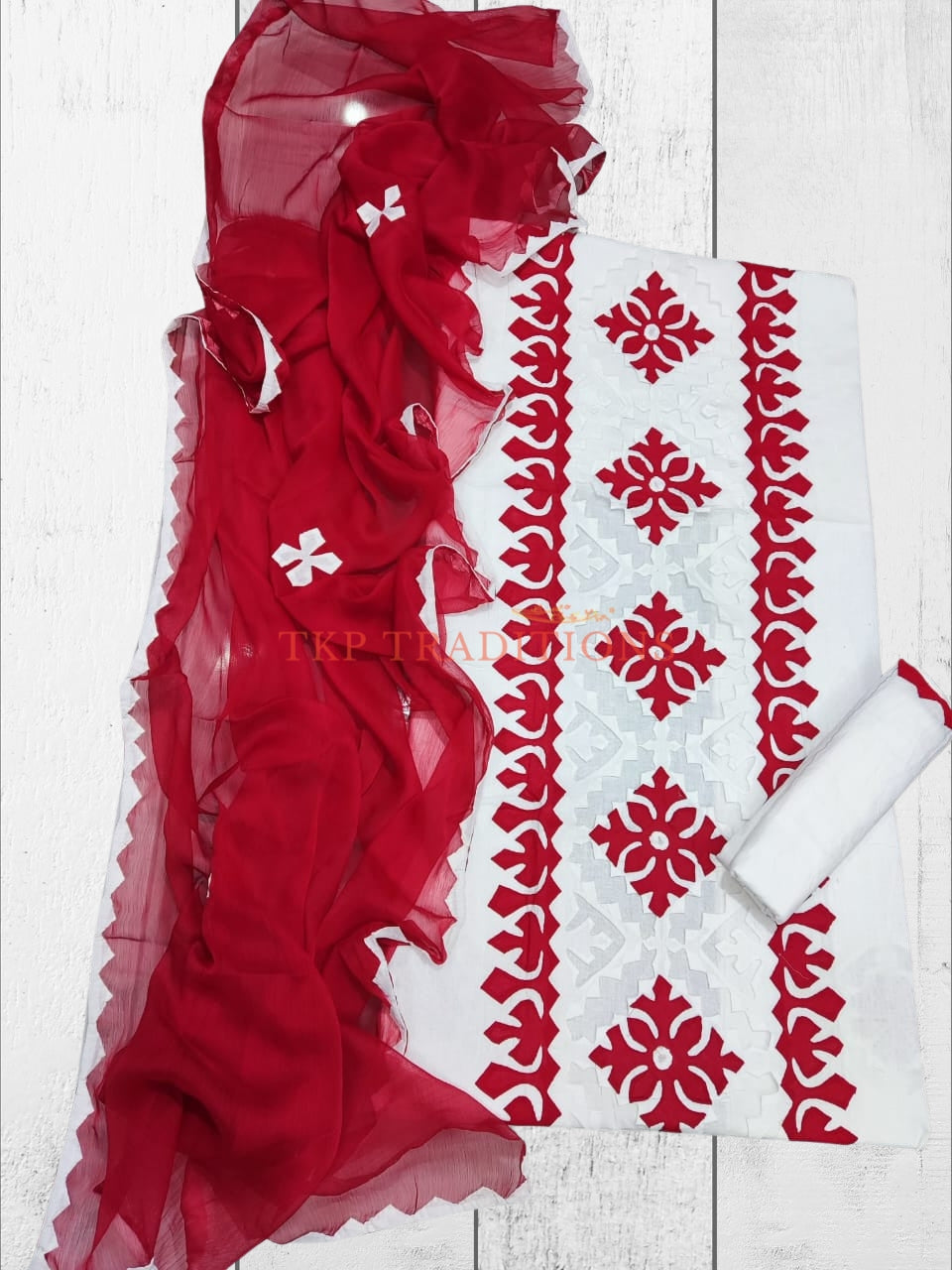 3-Piece Cotton Lawn Handmade Applique Suit