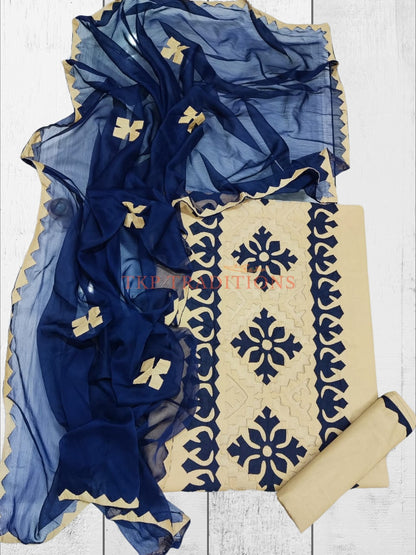 3-Piece Cotton Lawn Handmade Applique Suit