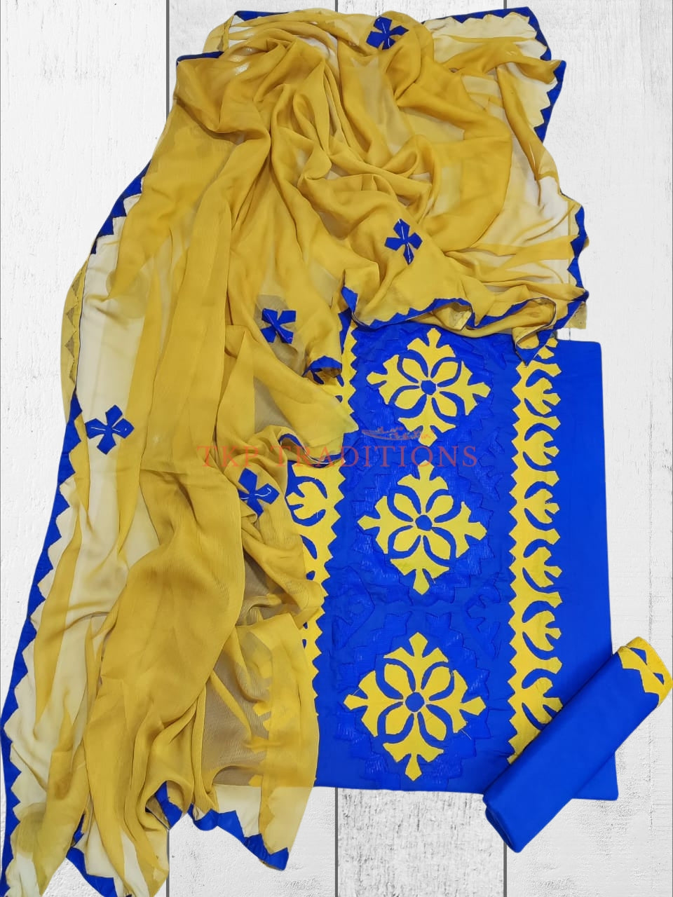 3-Piece Cotton Lawn Handmade Applique Suit