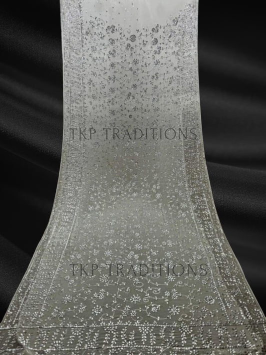 Pure China Crinkle Handmade Mukesh Saree D1