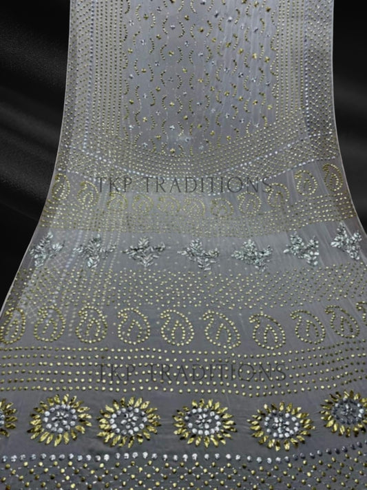 Pure China Crinkle Handmade Mukesh Saree D2