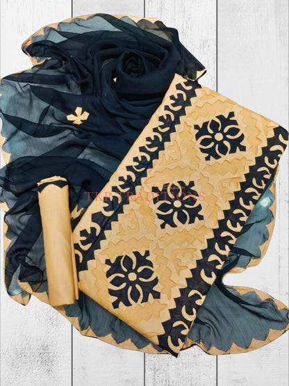 3-Piece Cotton Lawn Handmade Applique Suit