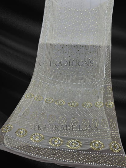 Pure China Crinkle Handmade Mukesh Saree D3