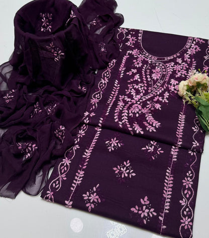 3-Piece Shaded Paka Tanka Handmade Embroidery