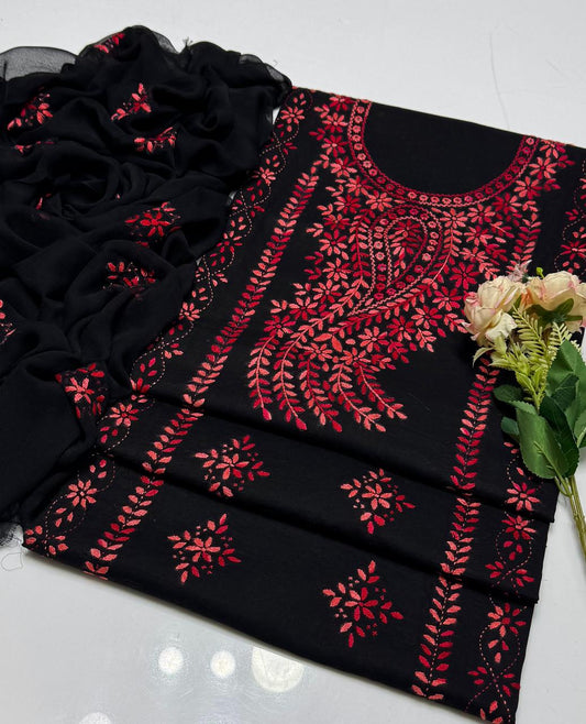 3-Piece Shaded Paka Tanka Handmade Embroidery